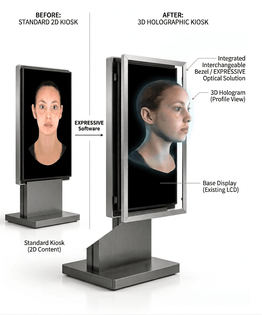 Detail view of the ESD kiosk showing the light field effect